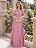 Yvette June Rose Pink front view mother of the bride dress