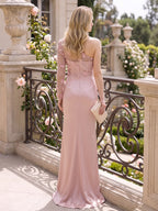 Zelda Rose Dusty Rose back view mother of the bride dress