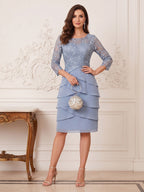 Talia June Dusty Blue front view mother of the bride dress