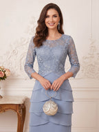 Talia June Dusty Blue side view mother of the bride dress