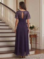Seraphine plum back view mother of the bride dress