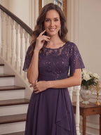 Seraphine plum side view mother of the bride dress