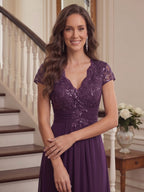 Estelle Rowan Plum side view mother of the bride dress