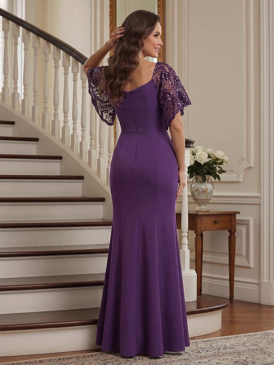 Amara Claire Wisteria back view mother of the bride dress
