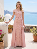 Aveline Marlowe Pearl Pink front view mother of the bride dress