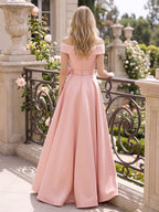 Aveline Marlowe Pearl Pink back view mother of the bride dress