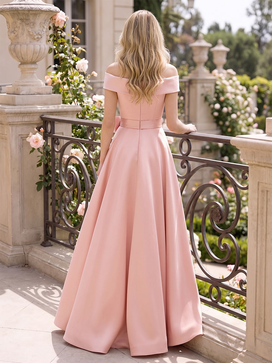 Aveline Marlowe Pearl Pink back view mother of the bride dress