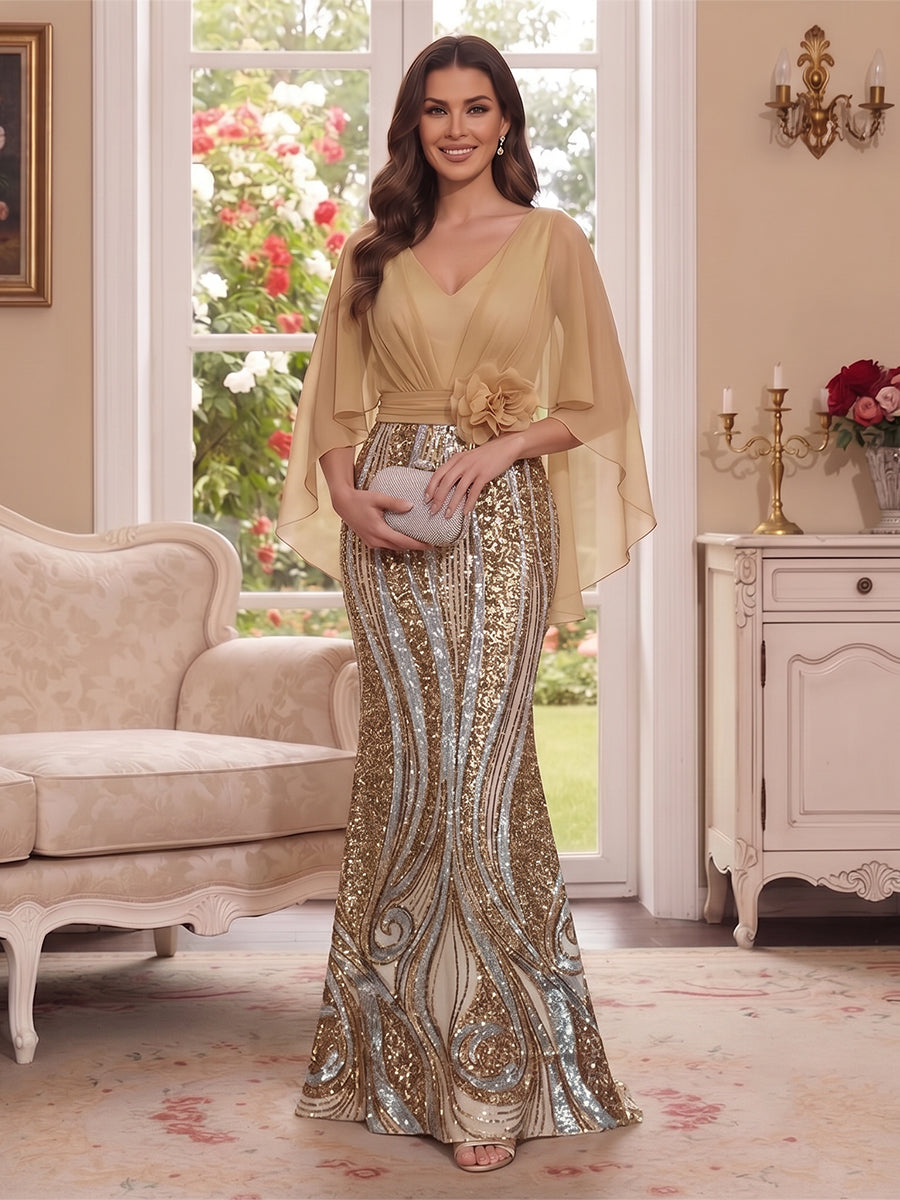 Nerine Celeste Champagne front view mother of the bride dress