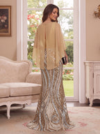 Nerine Celeste Champagne back view mother of the bride dress
