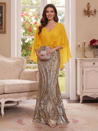 Nerine Celeste Gold front view mother of the bride dress