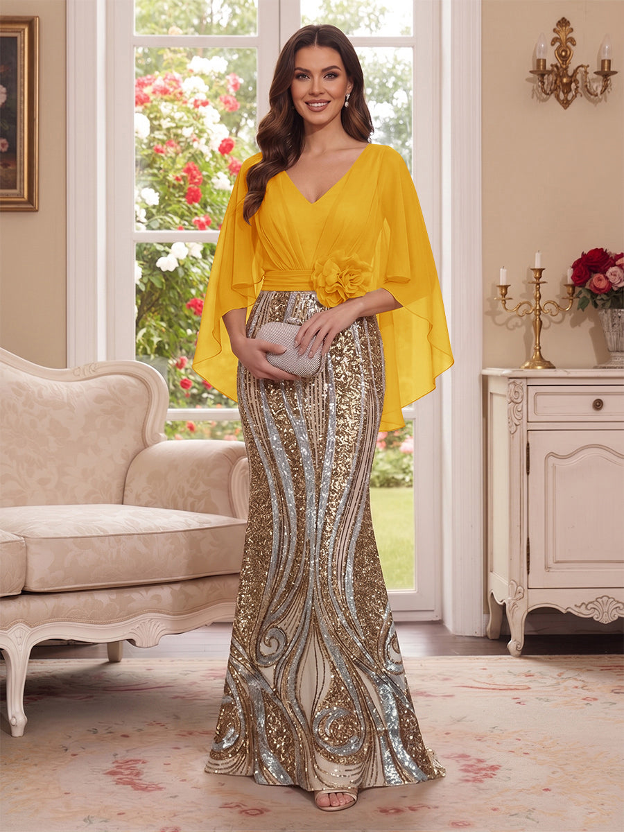 Nerine Celeste Gold front view mother of the bride dress