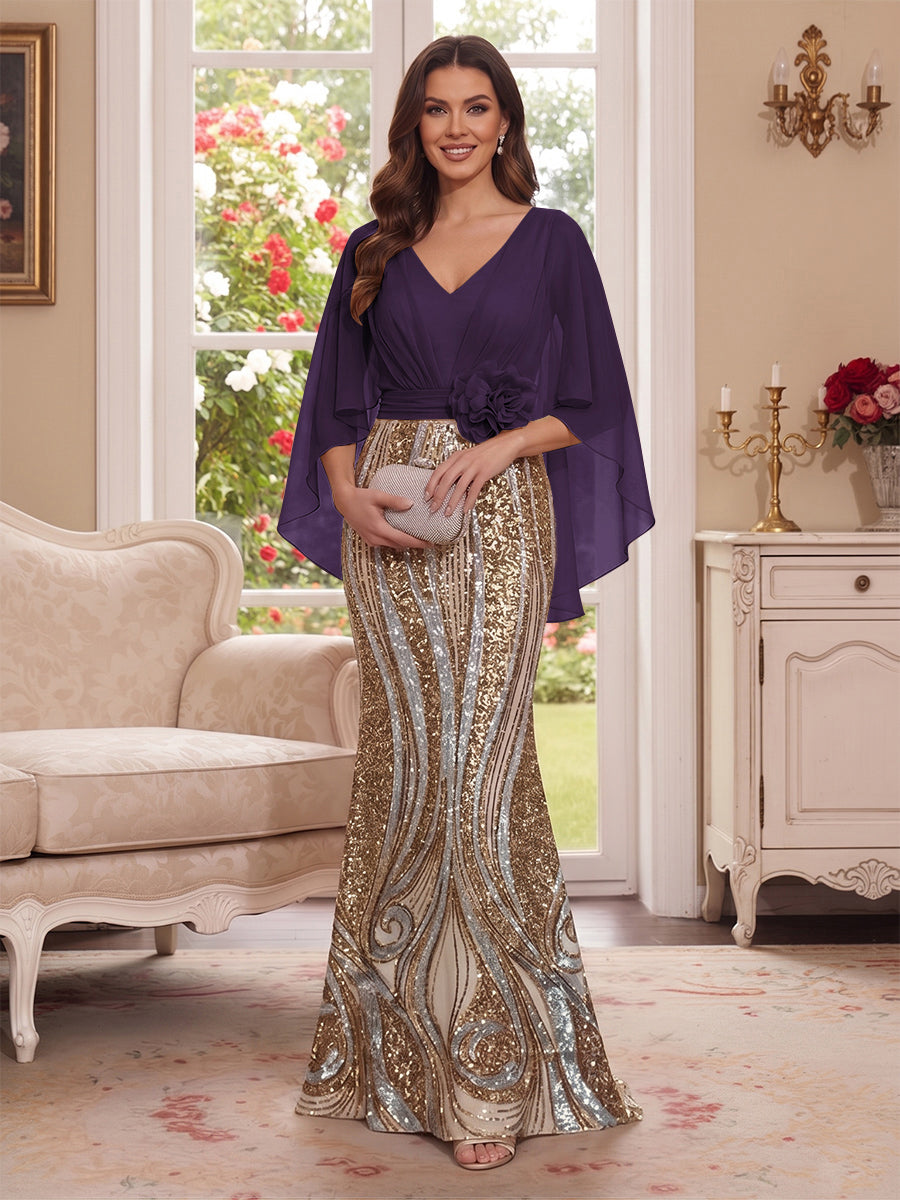 Nerine Celeste Grape front view mother of the bride dress