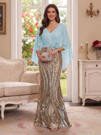 Nerine Celeste Sky Blue front view mother of the bride dress