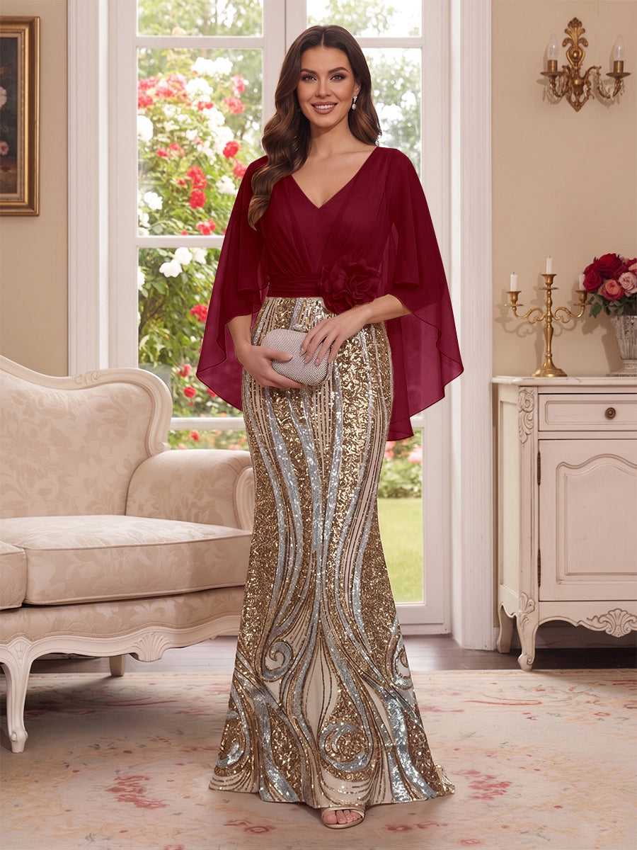 Nerine Celeste Burgundy back view mother of the bride dress