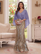 Nerine Celeste Lilac front view mother of the bride dress
