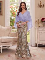 Nerine Celeste Lilac back view mother of the bride dress