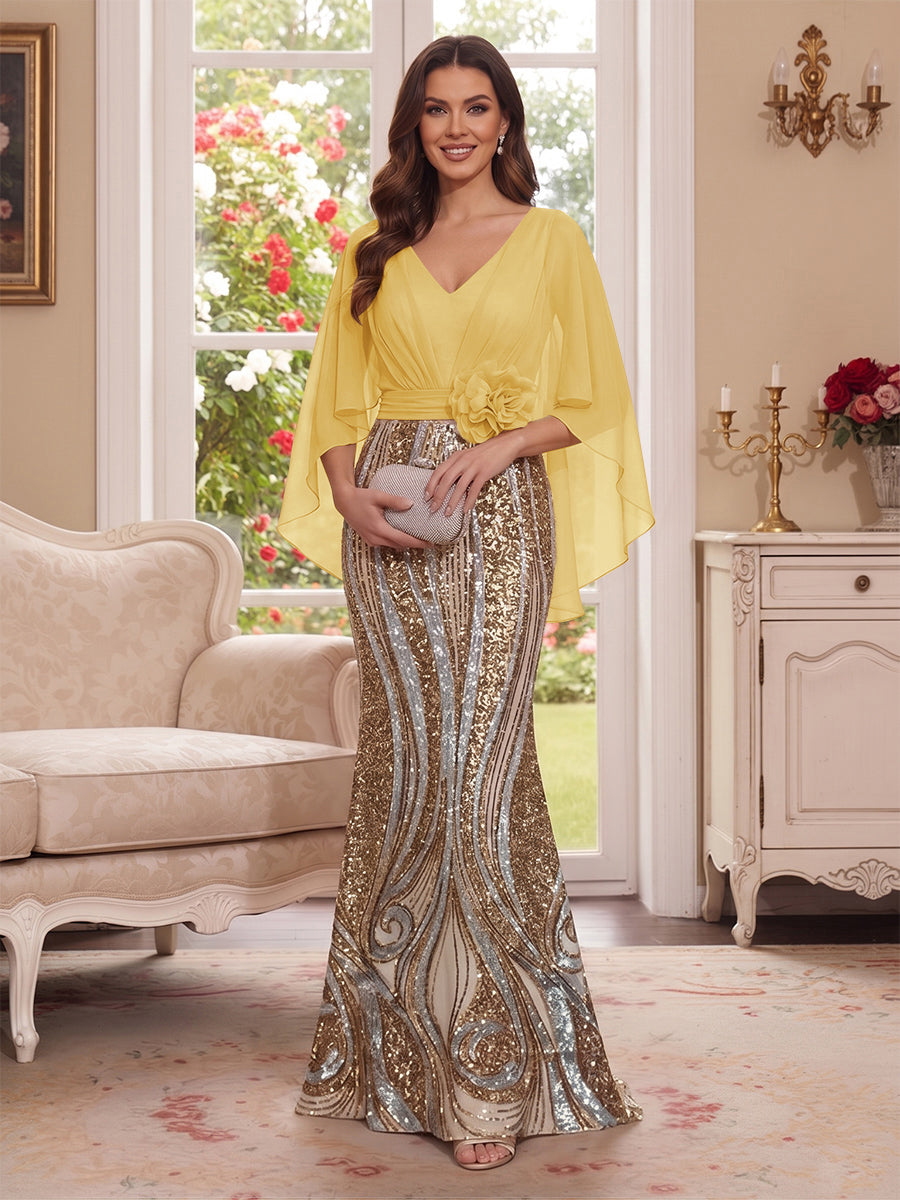 Nerine Celeste Gold back view mother of the bride dress