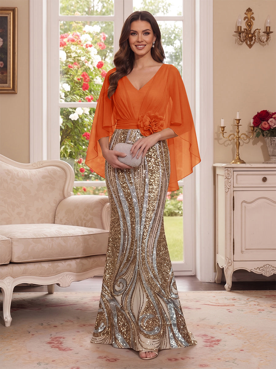 Nerine Celeste Orange front view mother of the bride dress
