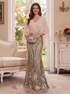 Nerine Celeste Peach front view mother of the bride dress