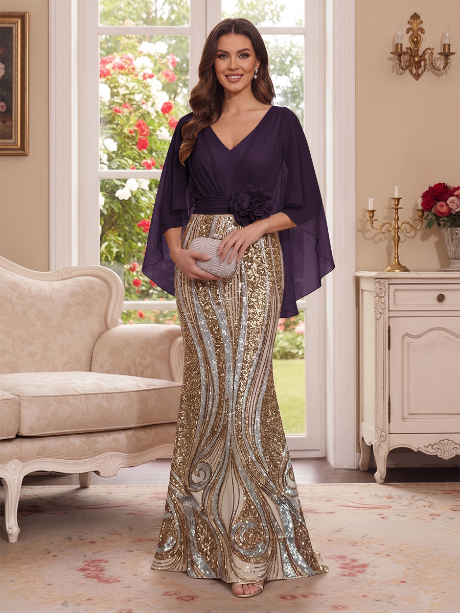 Nerine Celeste Plum back view mother of the bride dress