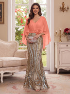 Nerine Celeste Coral back view mother of the bride dress