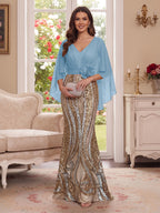 Nerine Celeste Sky Blue side view mother of the bride dress