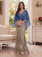 Nerine Celeste Steel Blue front view mother of the bride dress