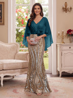 Nerine Celeste Teal front view mother of the bride dress