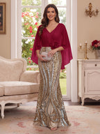 Nerine Celeste Burgundy side view mother of the bride dress
