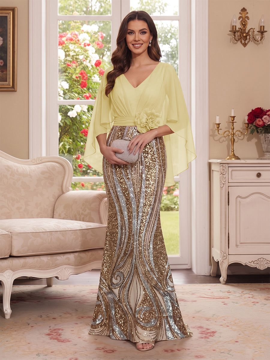 Nerine Celeste Yellow front view mother of the bride dress