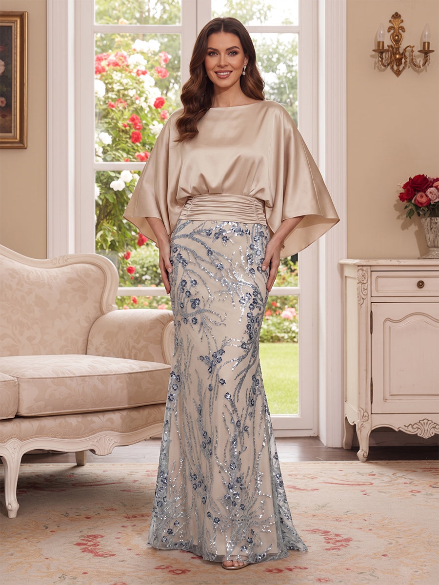 Lucinda Pearl Champagne front view mother of the bride dress