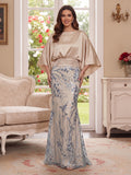 Lucinda Pearl Champagne front view mother of the bride dress