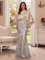 Lucinda Pearl Champagne front view mother of the bride dress