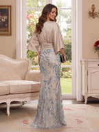 Lucinda Pearl Champagne back view mother of the bride dress