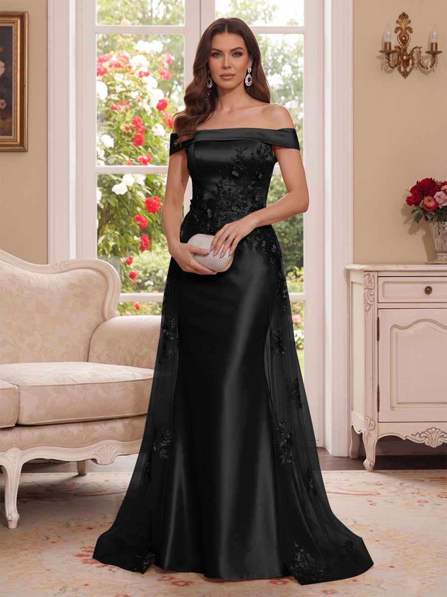 Theodora Wren Black front view mother of the bride dress