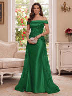 Theodora Wren Emerald front view mother of the bride dress