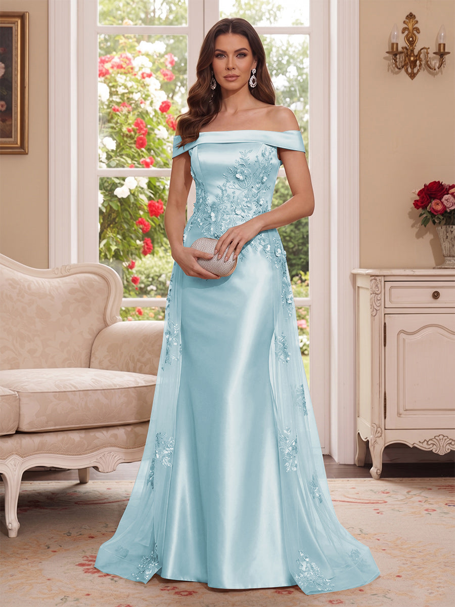 Theodora Wren Sky Blue front view mother of the bride dress