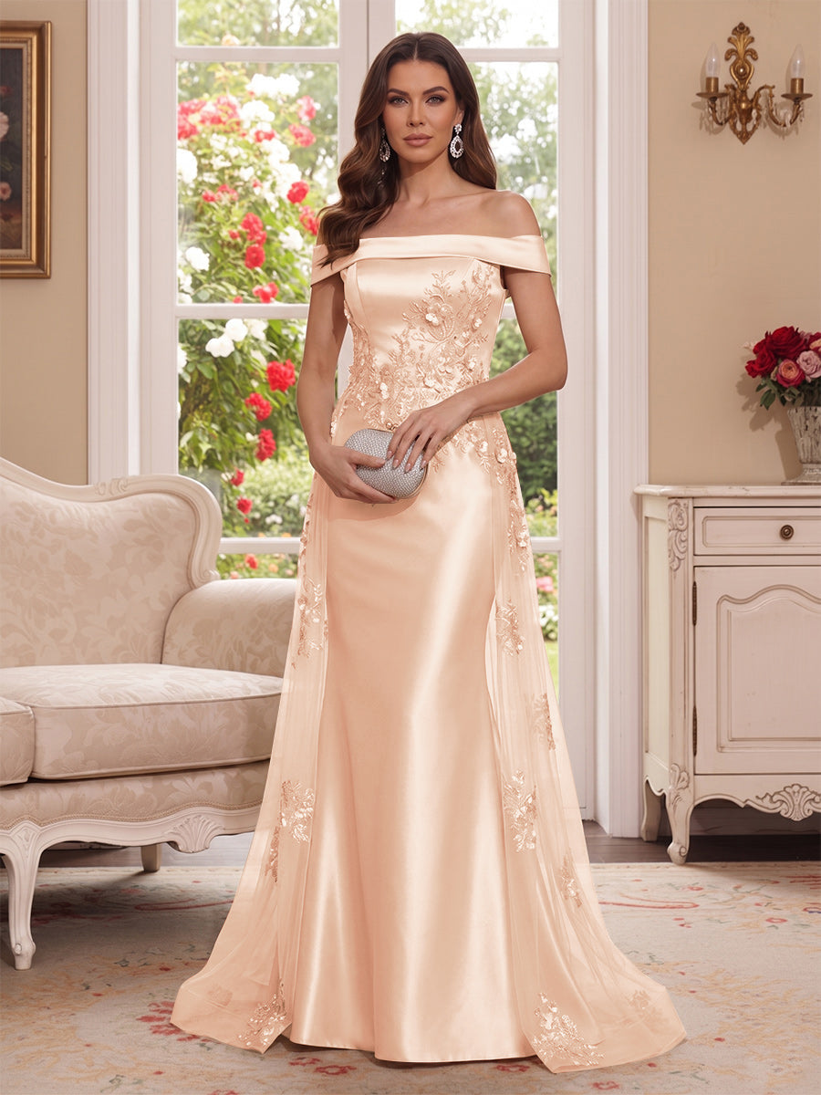 Theodora Wren Peach front view mother of the bride dress