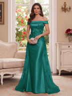 Theodora Wren Peacock front view mother of the bride dress