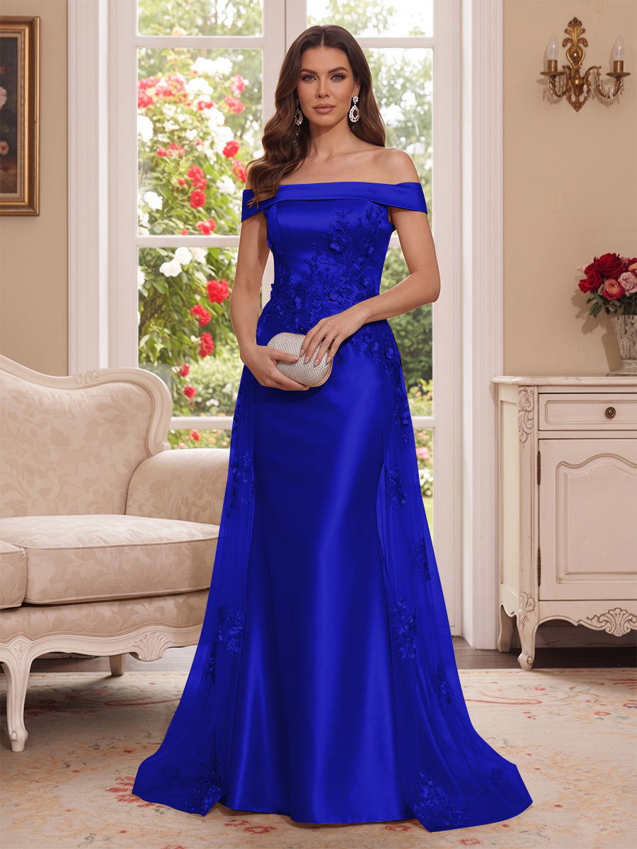 Theodora Wren Royal Blue front view mother of the bride dress
