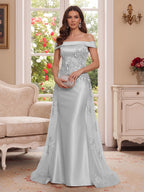 Theodora Wren Silver front view mother of the bride dress