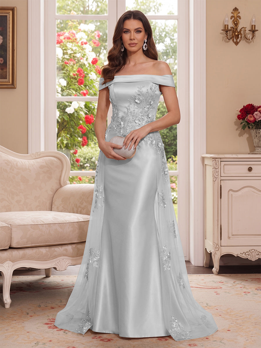 Theodora Wren Silver front view mother of the bride dress