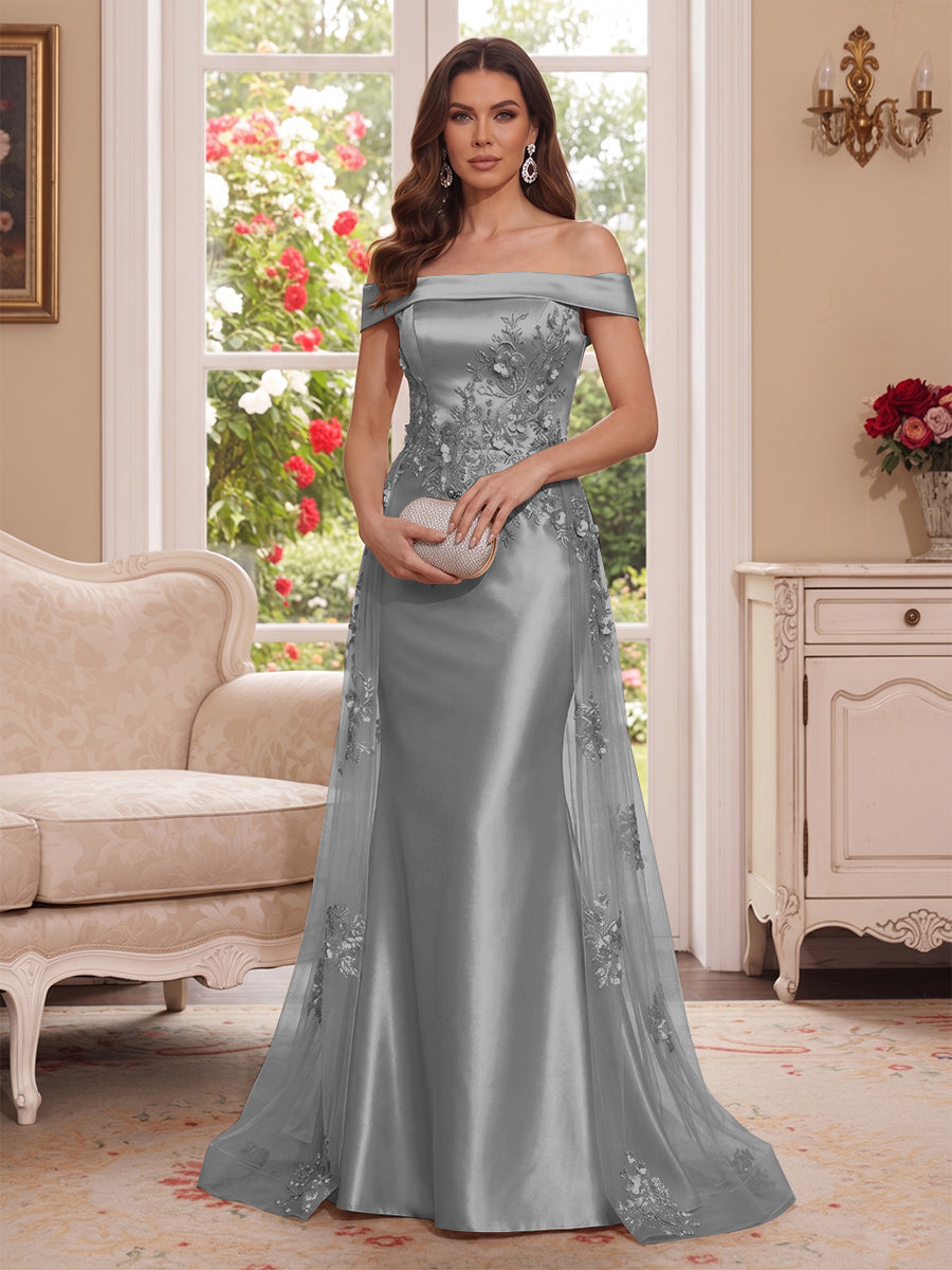 Theodora Wren Steel Grey front view mother of the bride dress