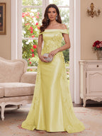 Theodora Wren Yellow front view mother of the bride dress