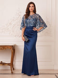 Elowen Margot Navy Blue front view mother of the bride dress