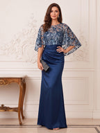 Elowen Margot Navy Blue front view mother of the bride dress