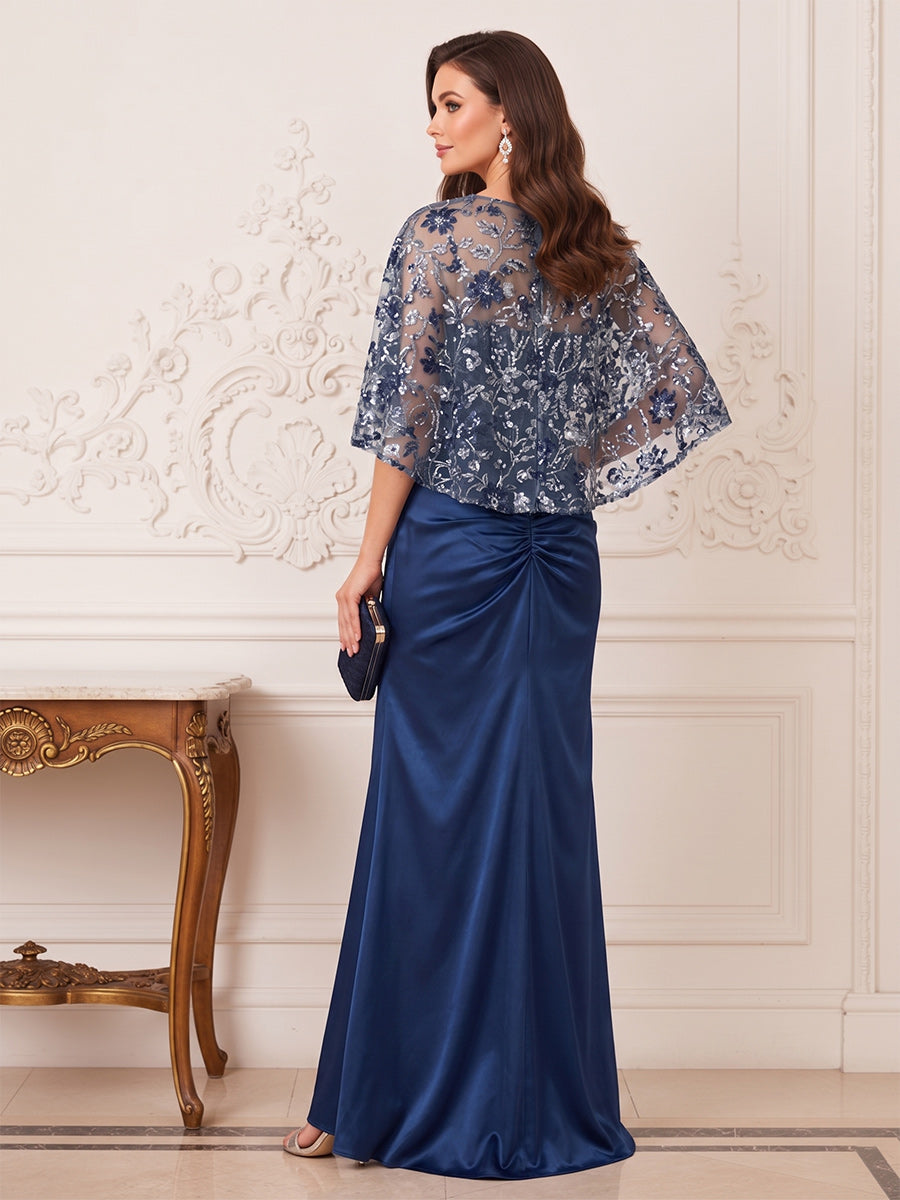 Elowen Margot Navy Blue back view mother of the bride dress