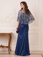 Elowen Margot Navy Blue back view mother of the bride dress