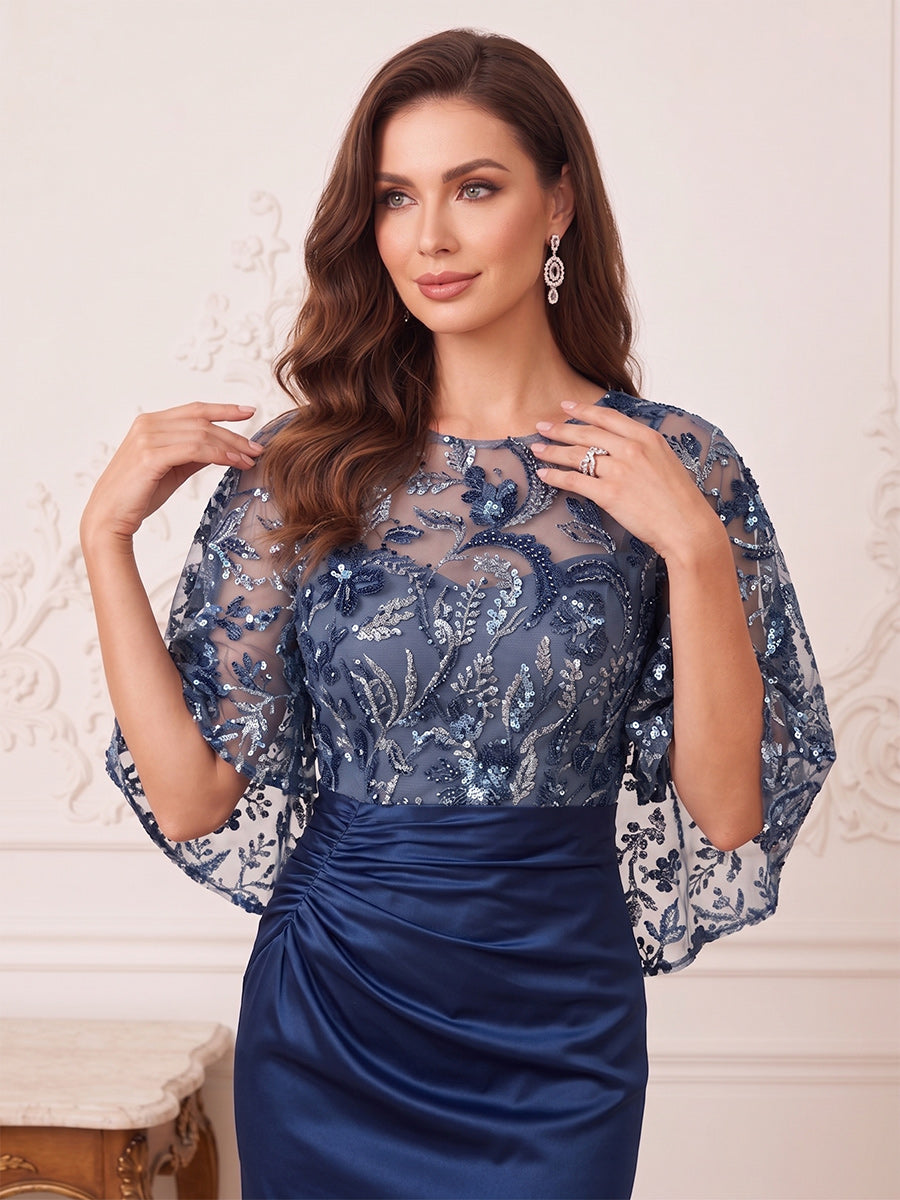 Elowen Margot Navy Blue side view mother of the bride dress