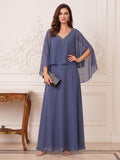 Brigitte Mae Dusty Blue front view mother of the bride dress